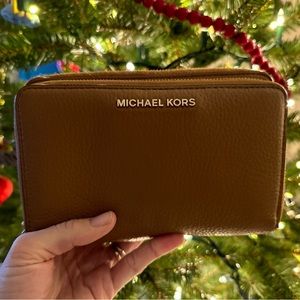 Michael Kors brown leather wallet/wristlet